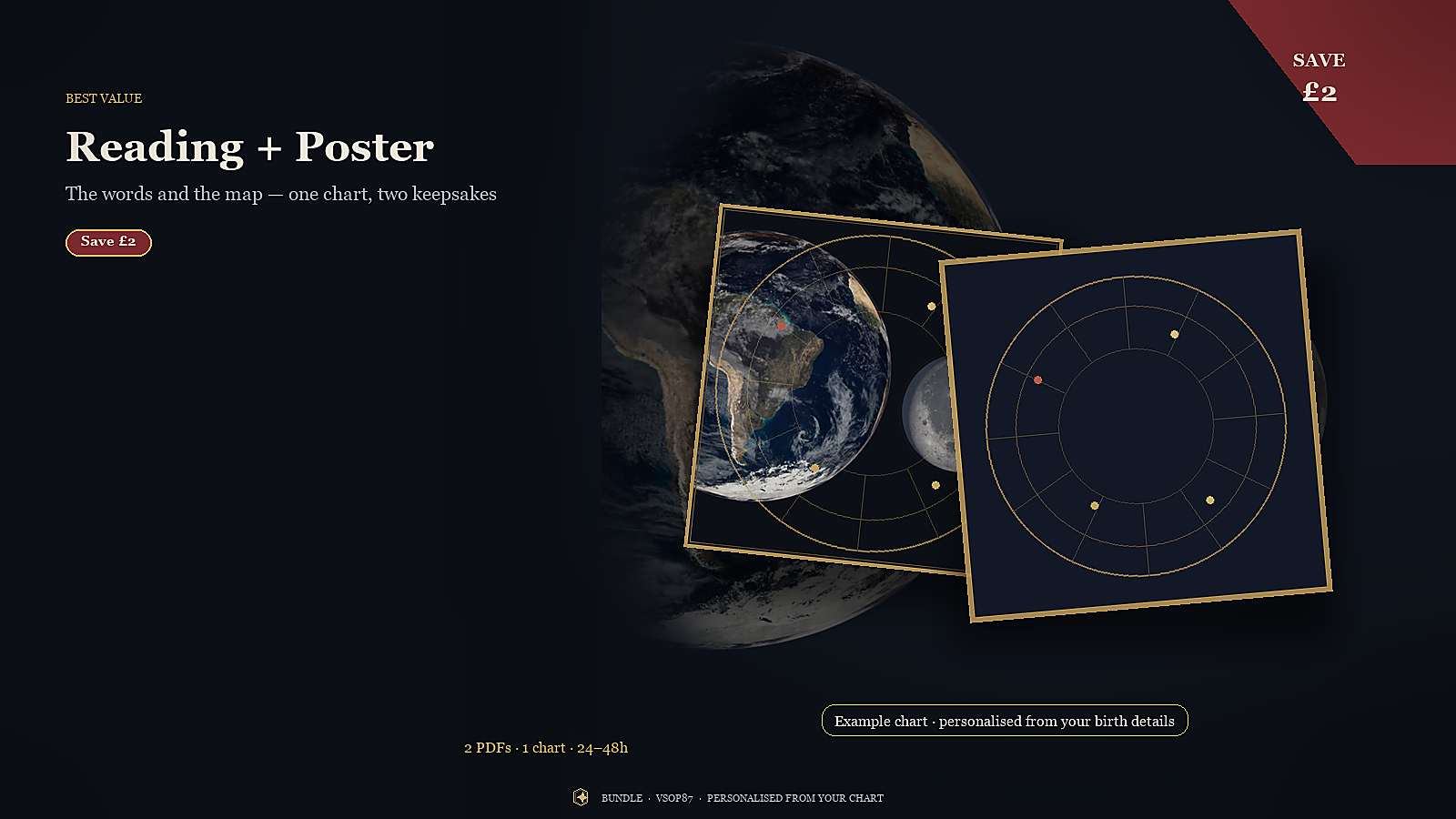 Deep Reading and natal poster bundle — the words and the map from one chart